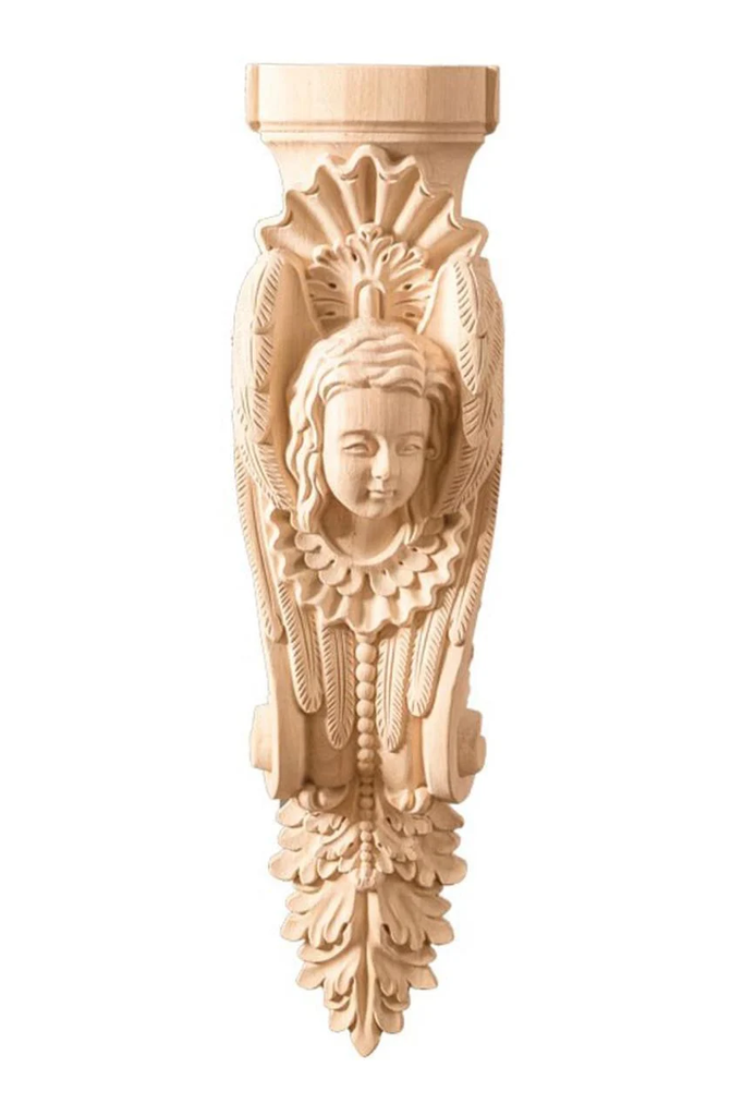 Wood decorative capitel with sculptures