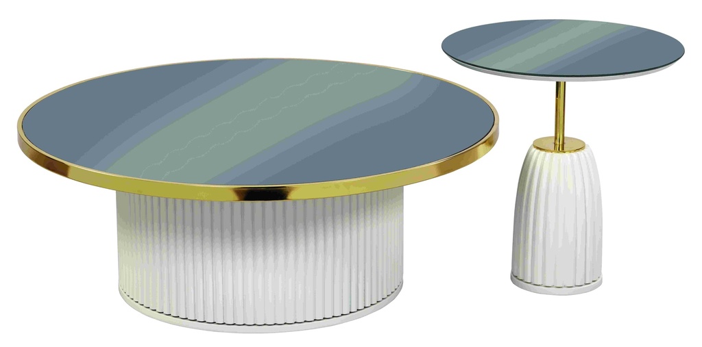 Set of round metal tables