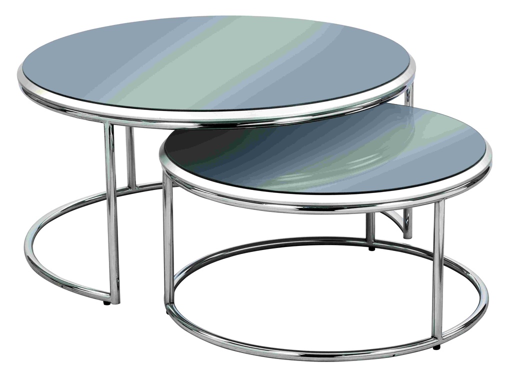 Set of round metal tables