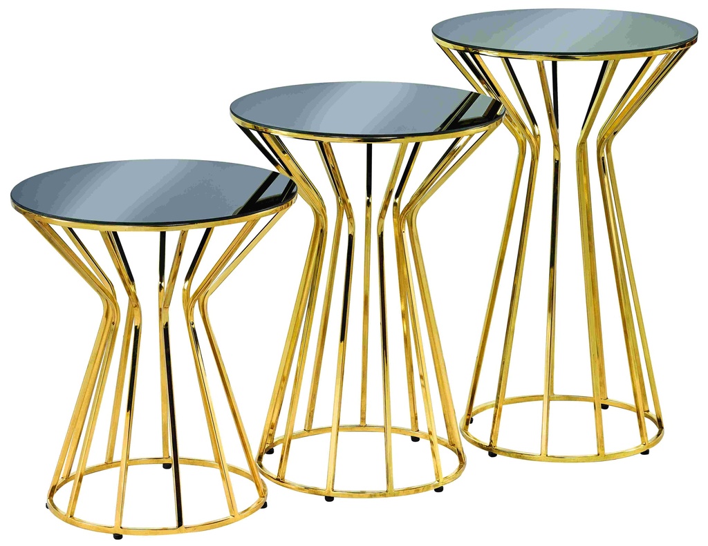 Set of 3 round metal tables