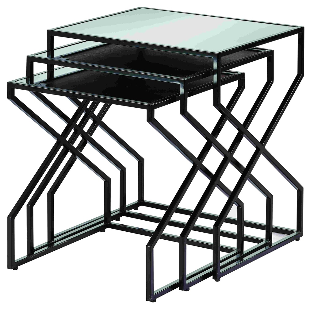 Set of 3 rectangular metal tables