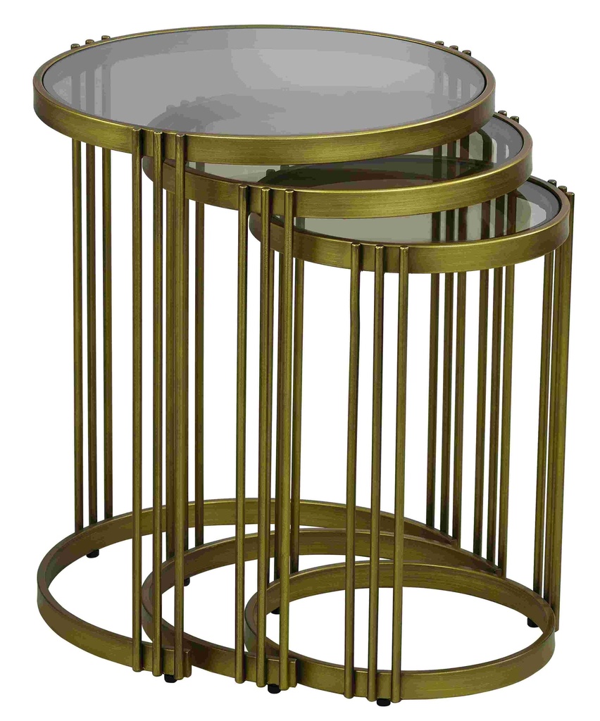 Set of 3 round metal tables