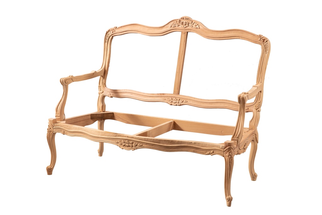 Sofa en bois squelette avec sculpture