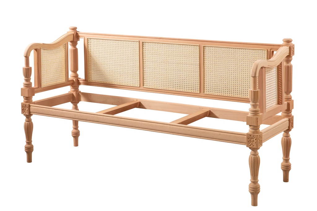 Skeleton wooden sofa with rattan