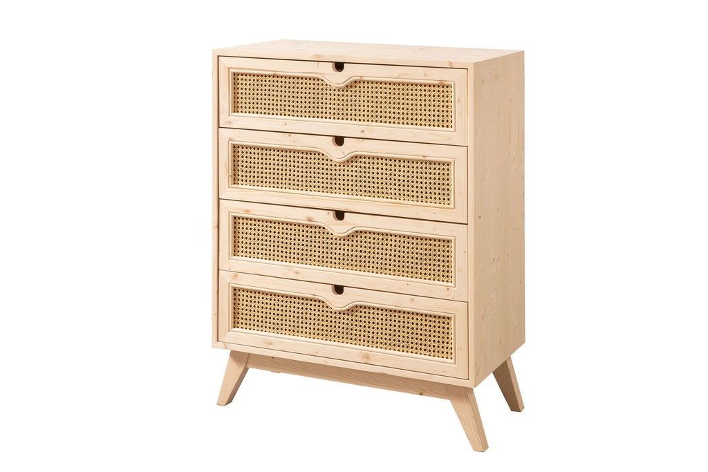 Convenue with wooden drawers with rattan