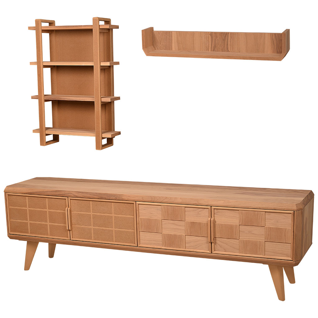 Holz und MDF TV Kommode Walnussfurnier