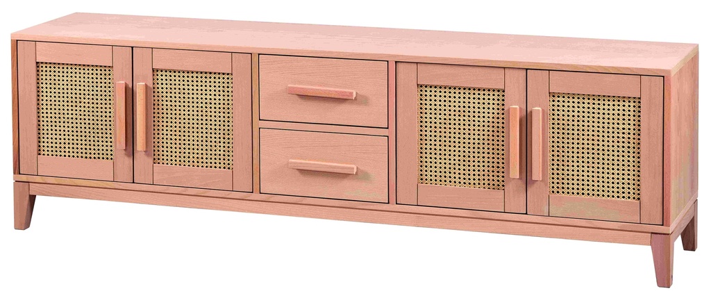 The chest of wooden TV with rattan