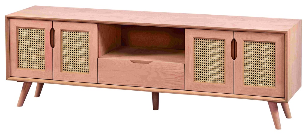 Holz und MDF TV Kommode mit Rattan