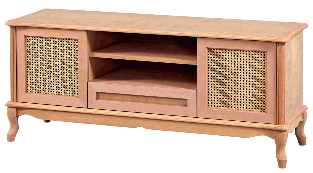 The chest of wooden TV with rattan