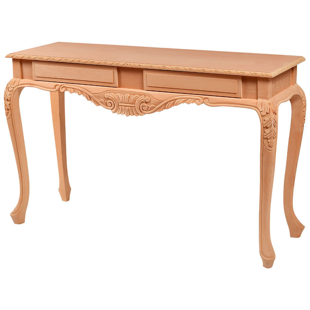 Wooden console with sculpture