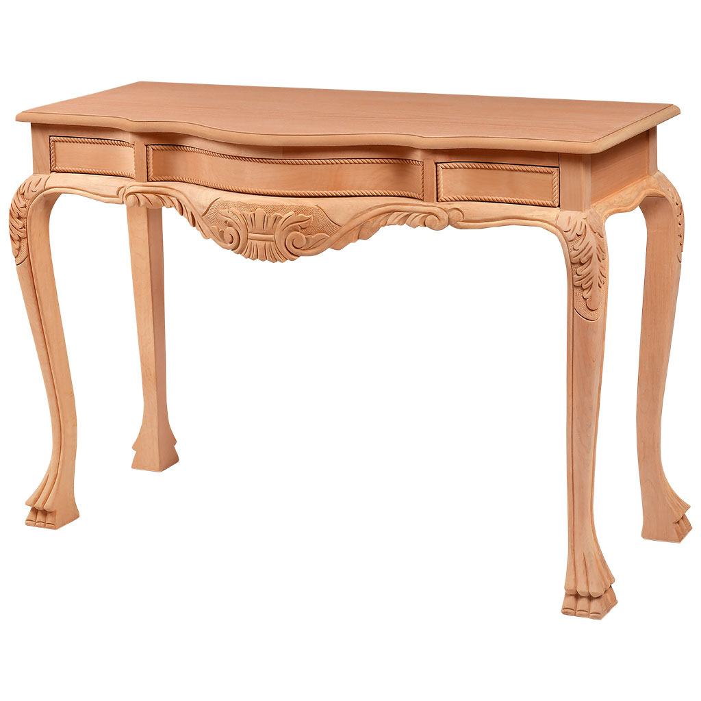 Wooden console with sculpture