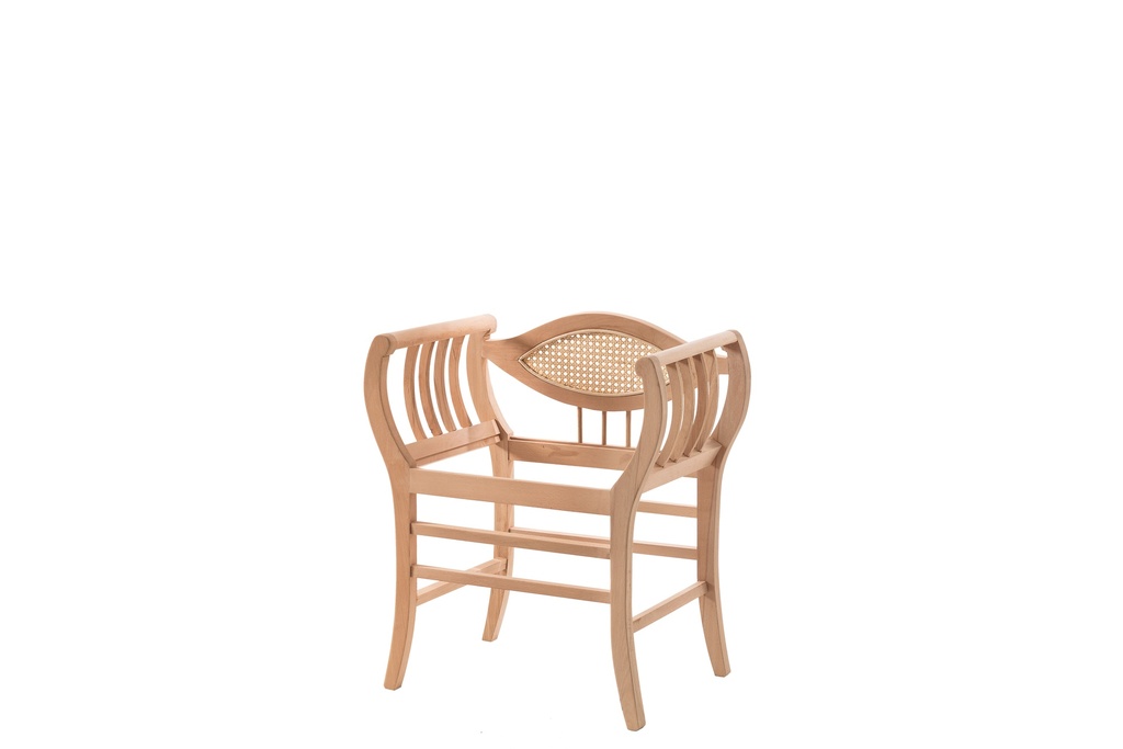 Skeleton wooden armchair with rattan