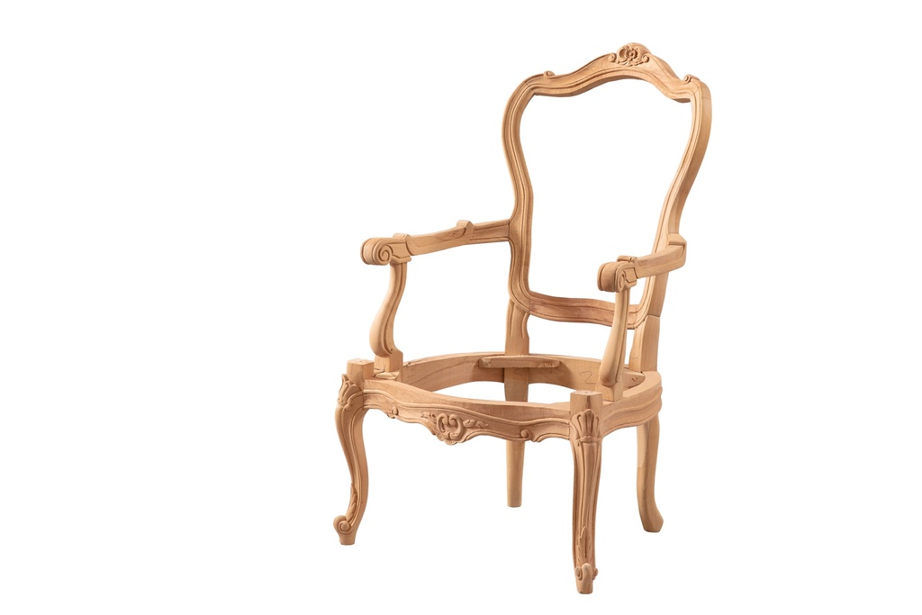 Fauteuil squelette en bois avec sculpture