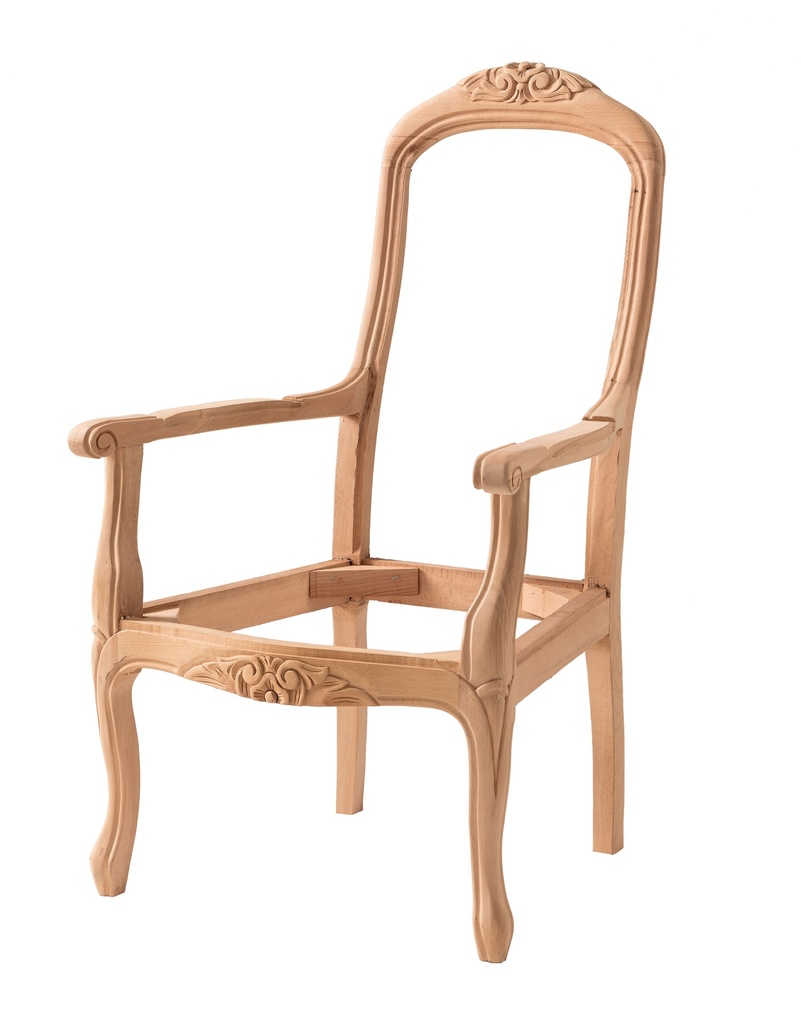 Fauteuil squelette en bois avec sculpture