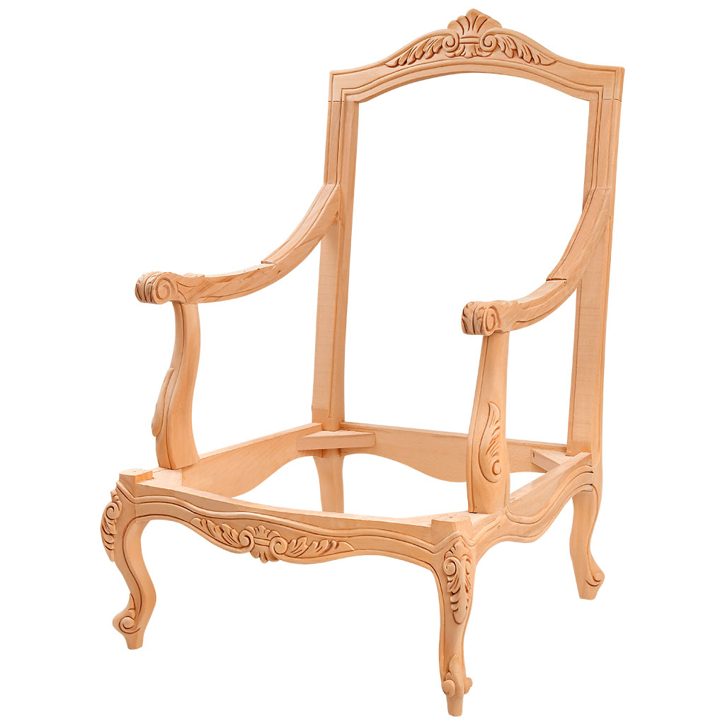 Fauteuil squelette en bois avec sculpture