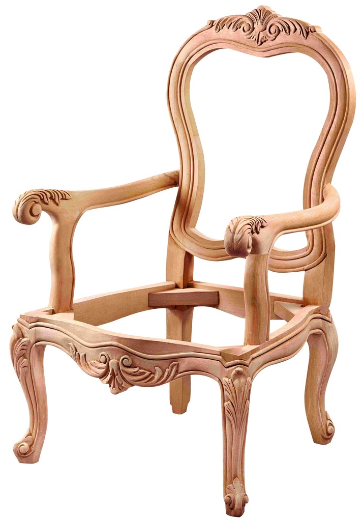 Fauteuil squelette en bois avec sculpture