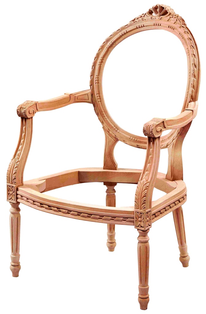 Fauteuil squelette en bois avec sculpture