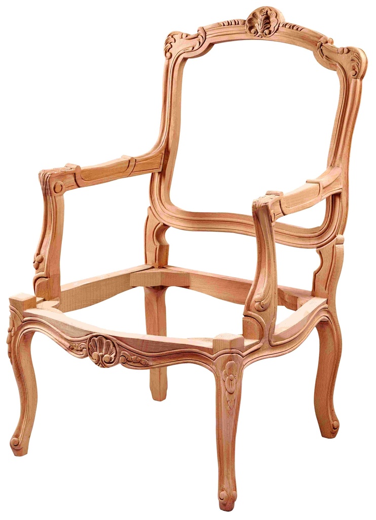 Fauteuil squelette en bois avec sculpture