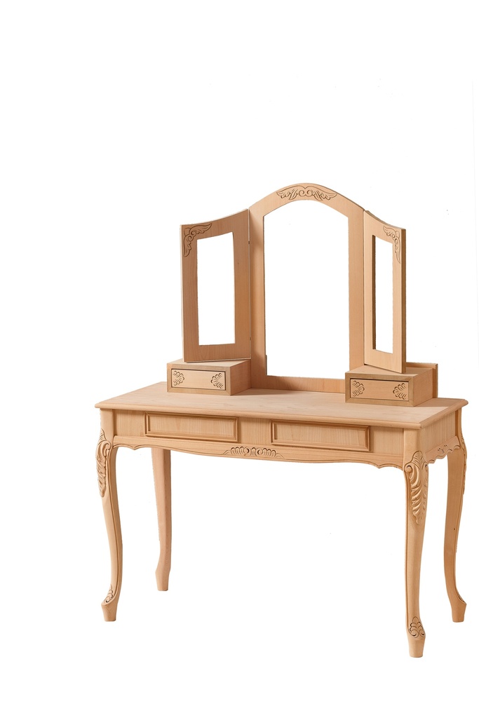 Wooden makeup table with sculpture