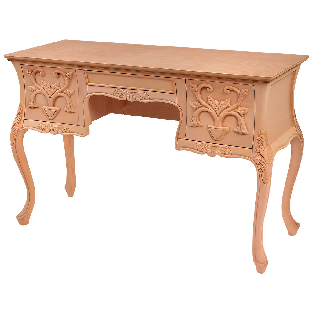 Wooden makeup table with sculpture