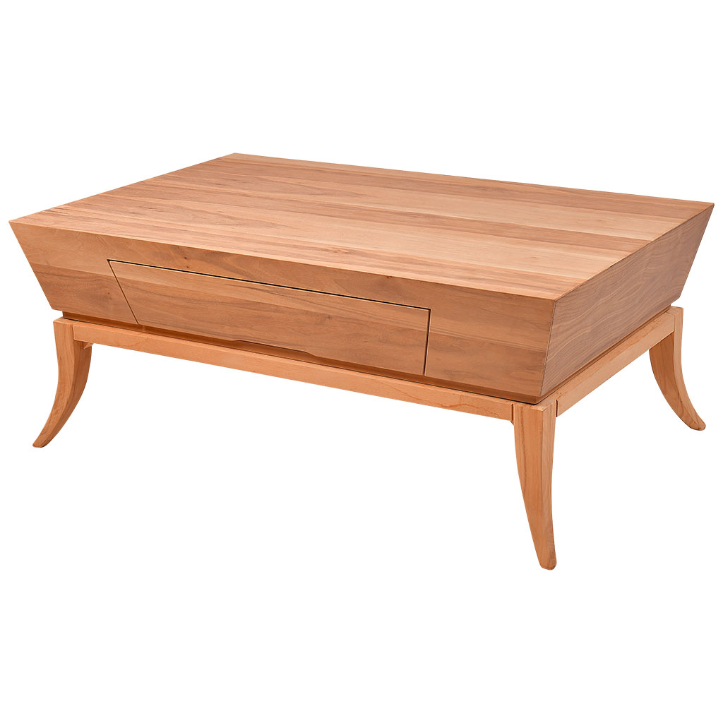 Table basse en bois lectangulaire avec placage en noyer