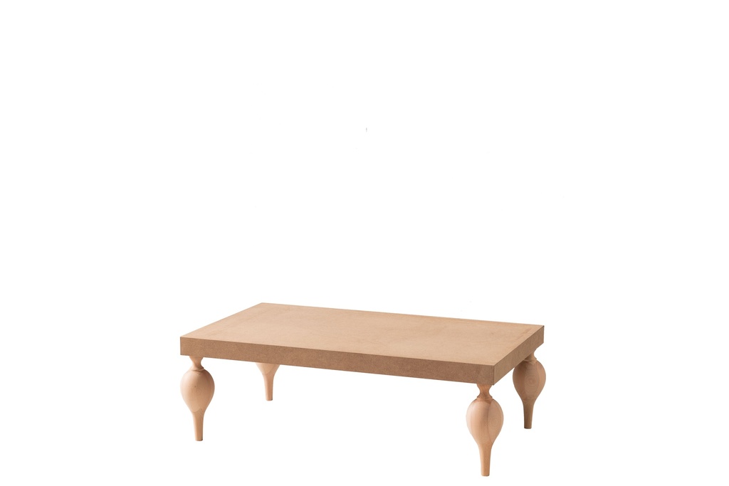 The wooden rectangular coffee table and MDF