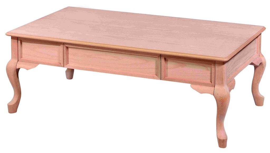 The wooden rectangular coffee table