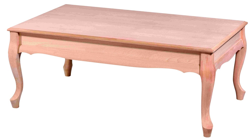 The wooden rectangular coffee table