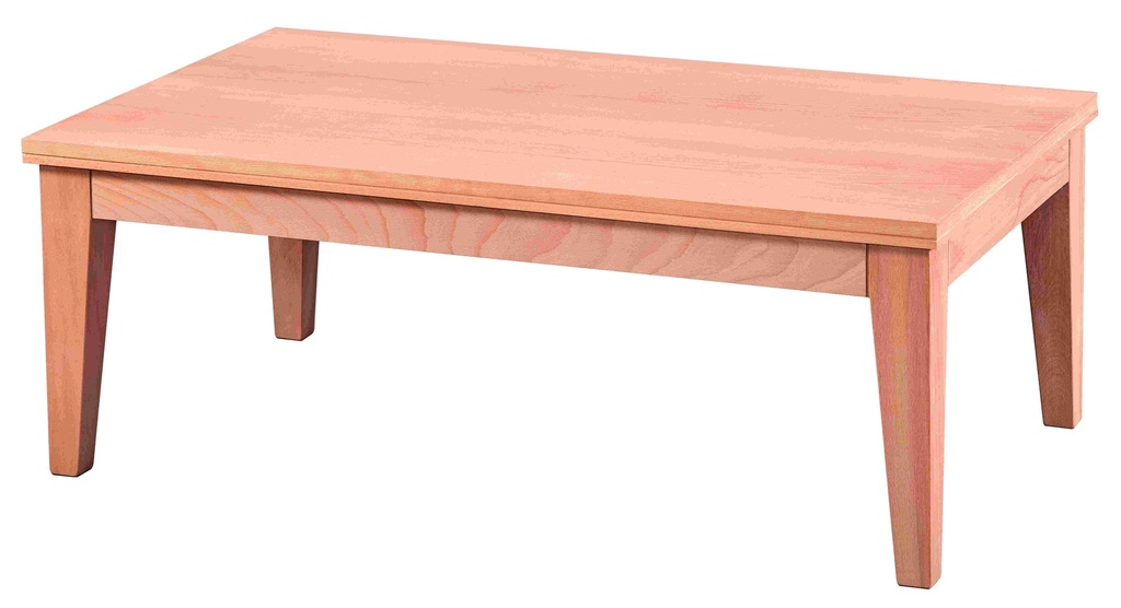 The wooden rectangular coffee table