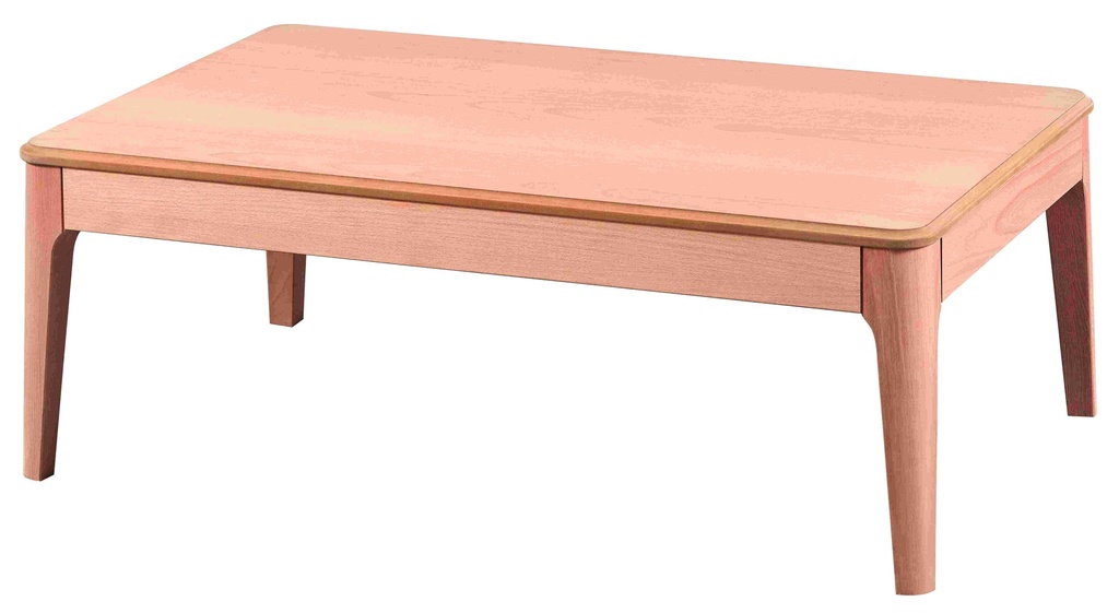 The wooden rectangular coffee table