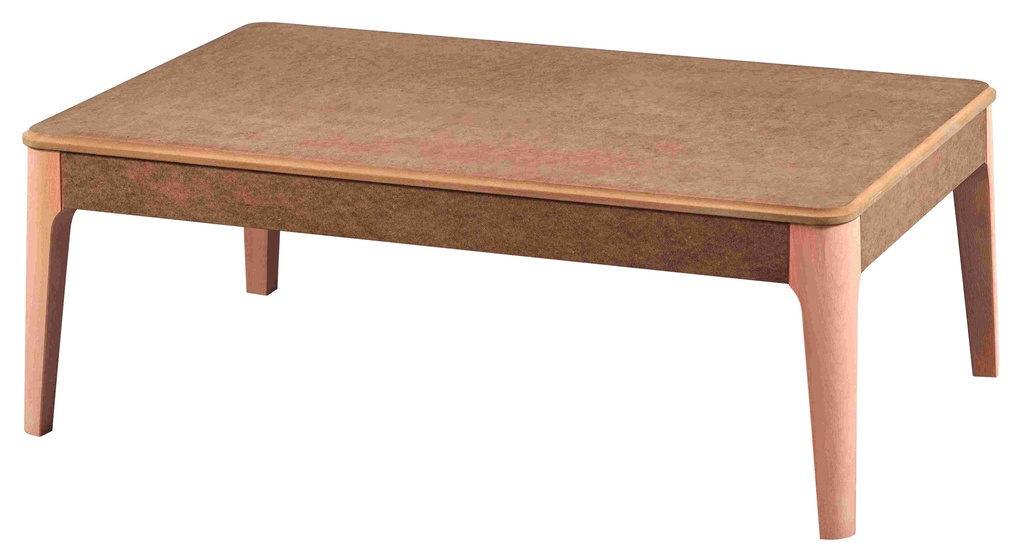 The wooden rectangular coffee table and MDF