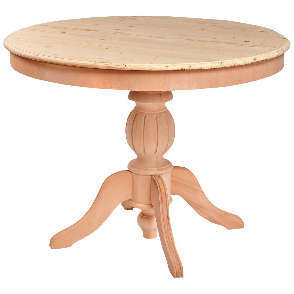 The fixed round table of wood