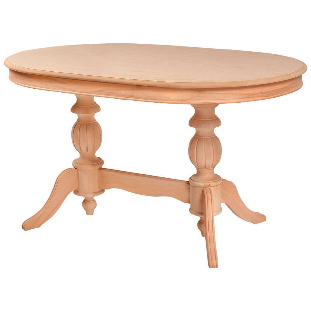 Fixed wooden oval table