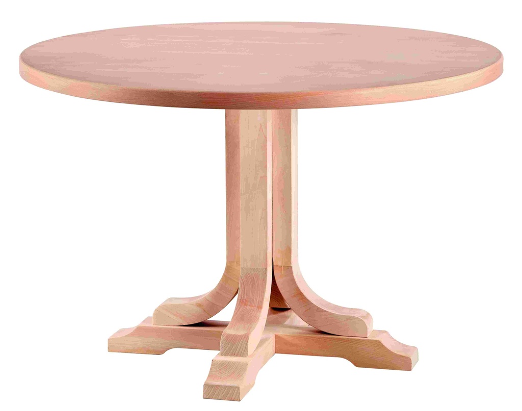 The fixed round table of wood