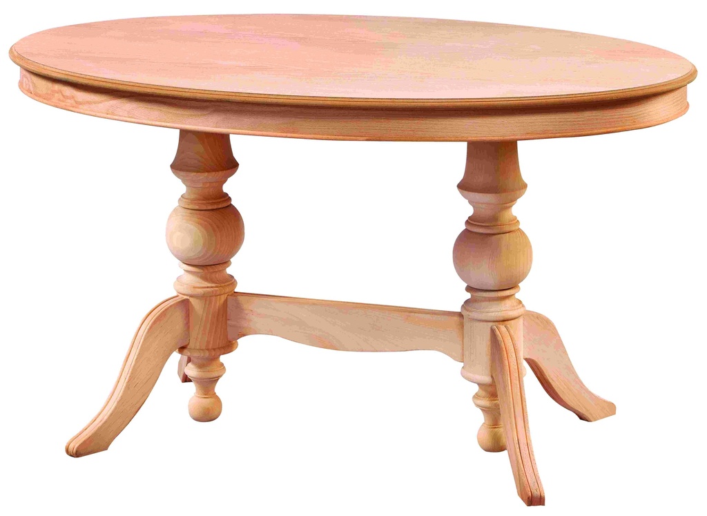 Fixed wooden oval table