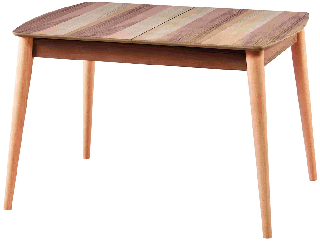 Extensible wooden meal with walnut veneer