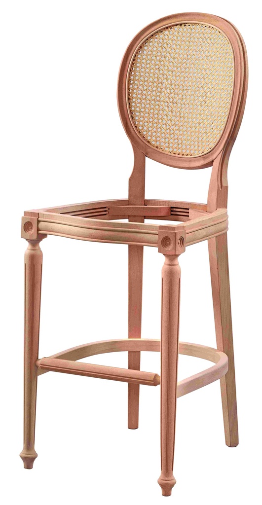 Barhocker Skelett aus Holz mit Rattan