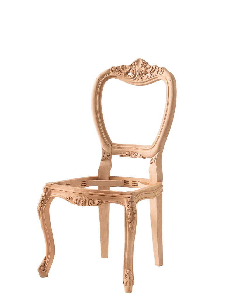 Skeleton wooden chair with sculpture