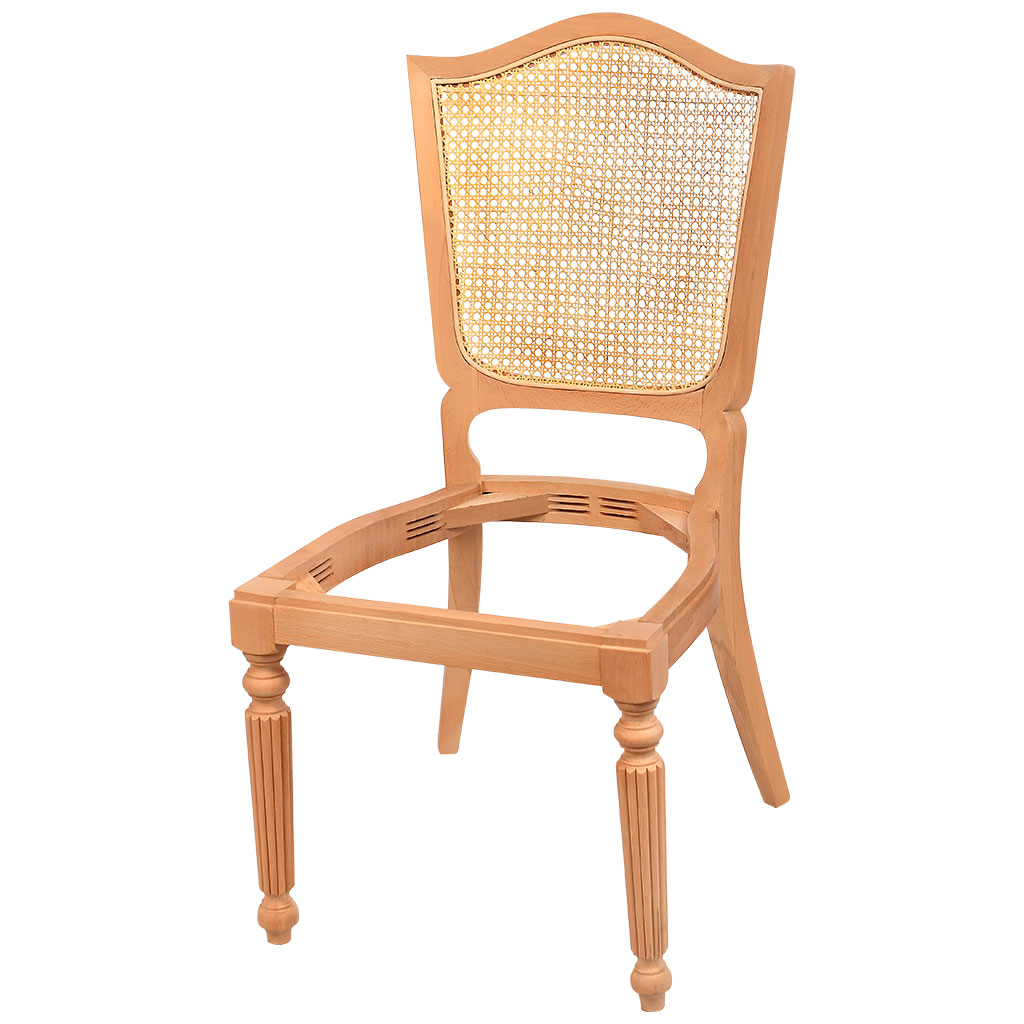 Skeleton wooden chair with rattan