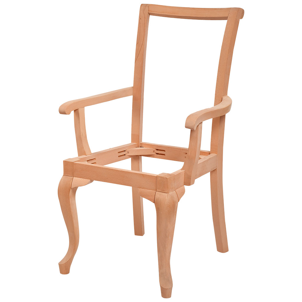 Chaise en bois squelette avec bras