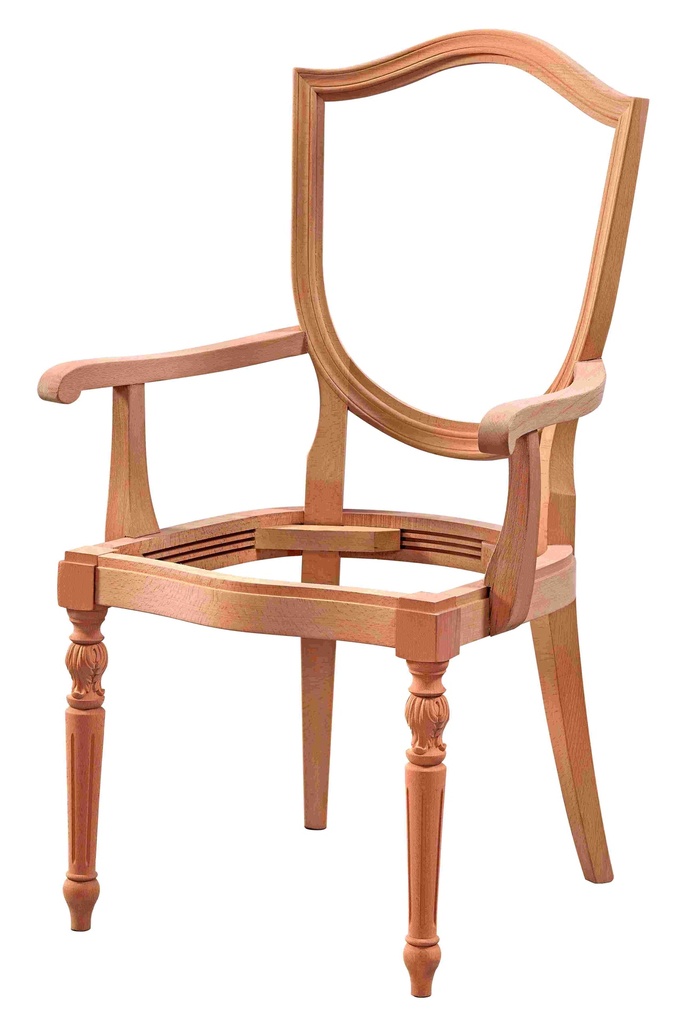 Chaise en bois squelette avec bras