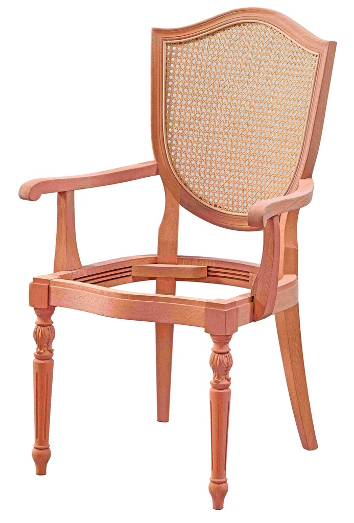 Skeleton wooden chair with brte and rattan