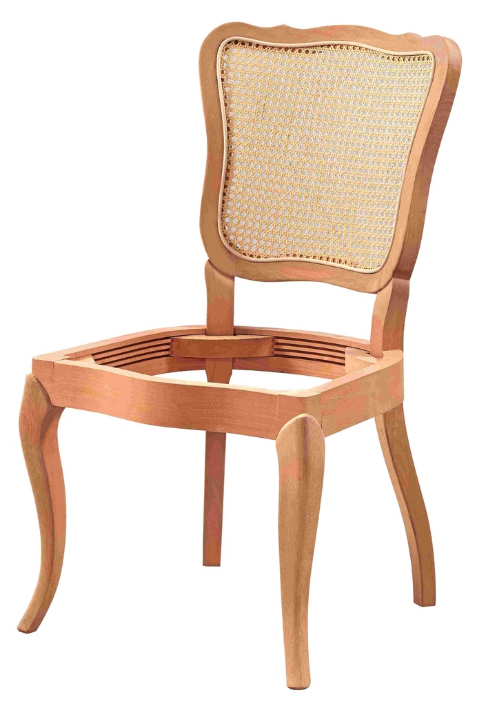 Skeleton wooden chair with rattan