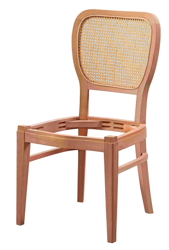 Chaise en bois squelette avec rotin