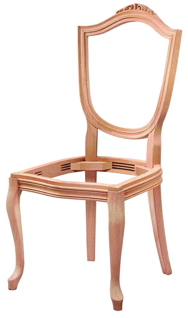 Chaise en bois squelette avec sculpture