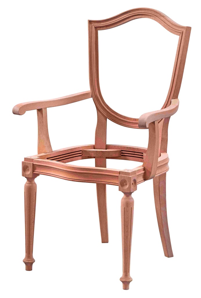 Chaise en bois squelette avec bras