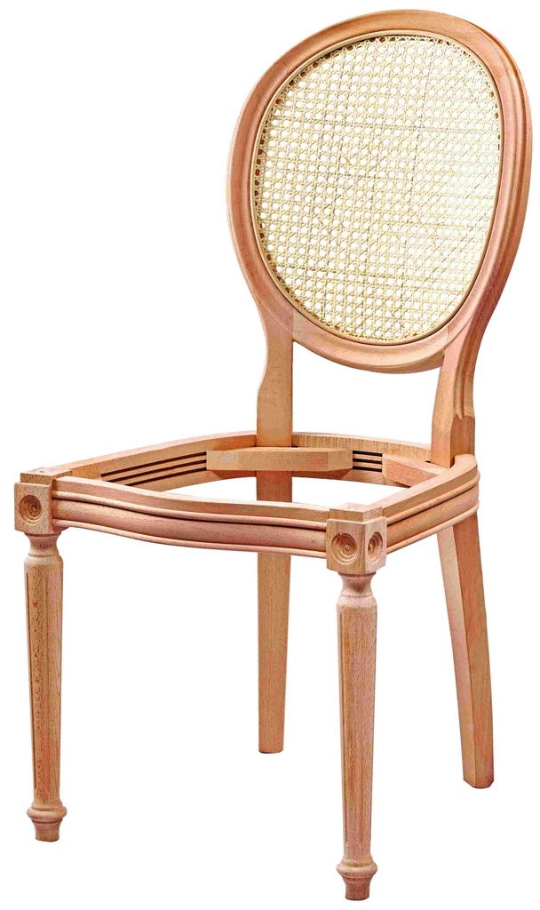 Chaise en bois squelette avec rotin