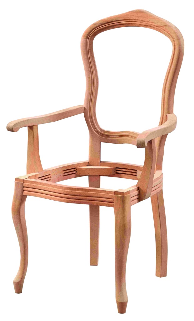 Chaise en bois squelette avec bras