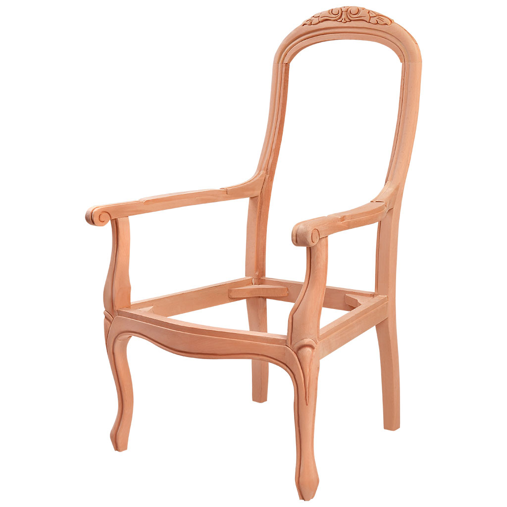 Fauteuil squelette en bois avec sculpture