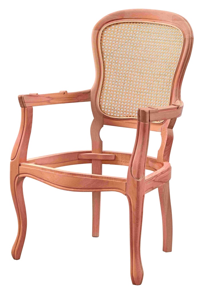 Skeleton wooden armchair with rattan